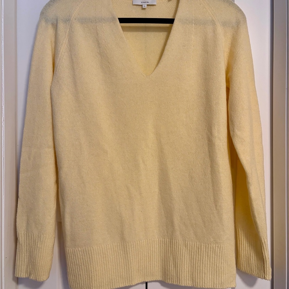 Vince Soft Yellow V-Neck Sweater